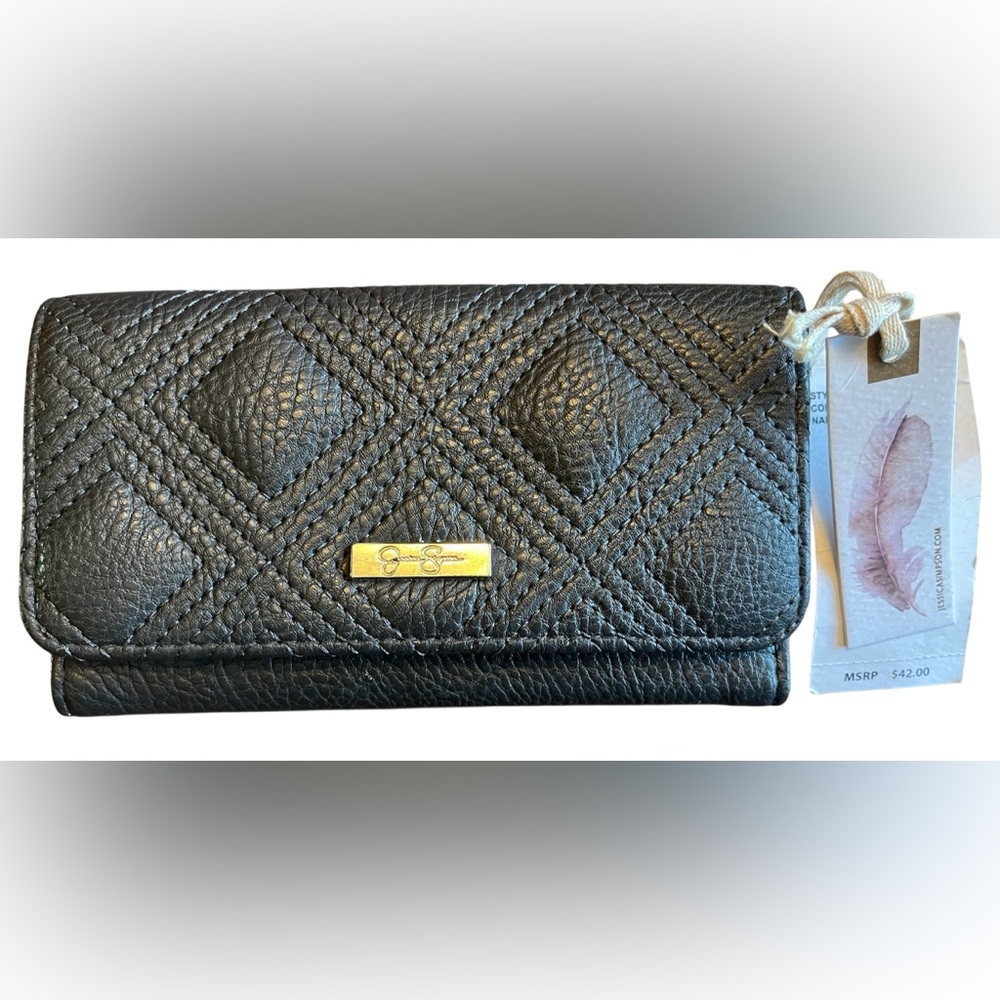 Hostess Pick 🥳 Jessica Simpson Quilted Gray Wallet with Gold Accent